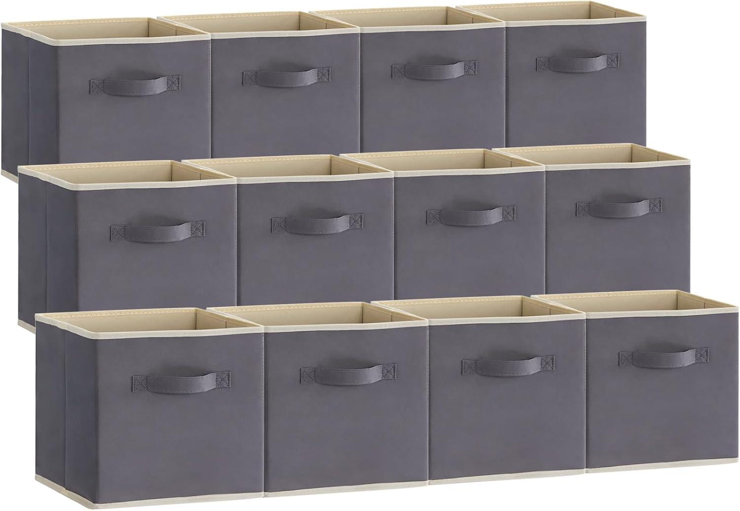 imageLifewit 13 Inch Cube Storage Bins Storage Cubes Foldable Medium Decorative Fabric Storage Baskets for Organizing Home Organizers with Handles for Shelves Closet Set of 8 36L GreyGray