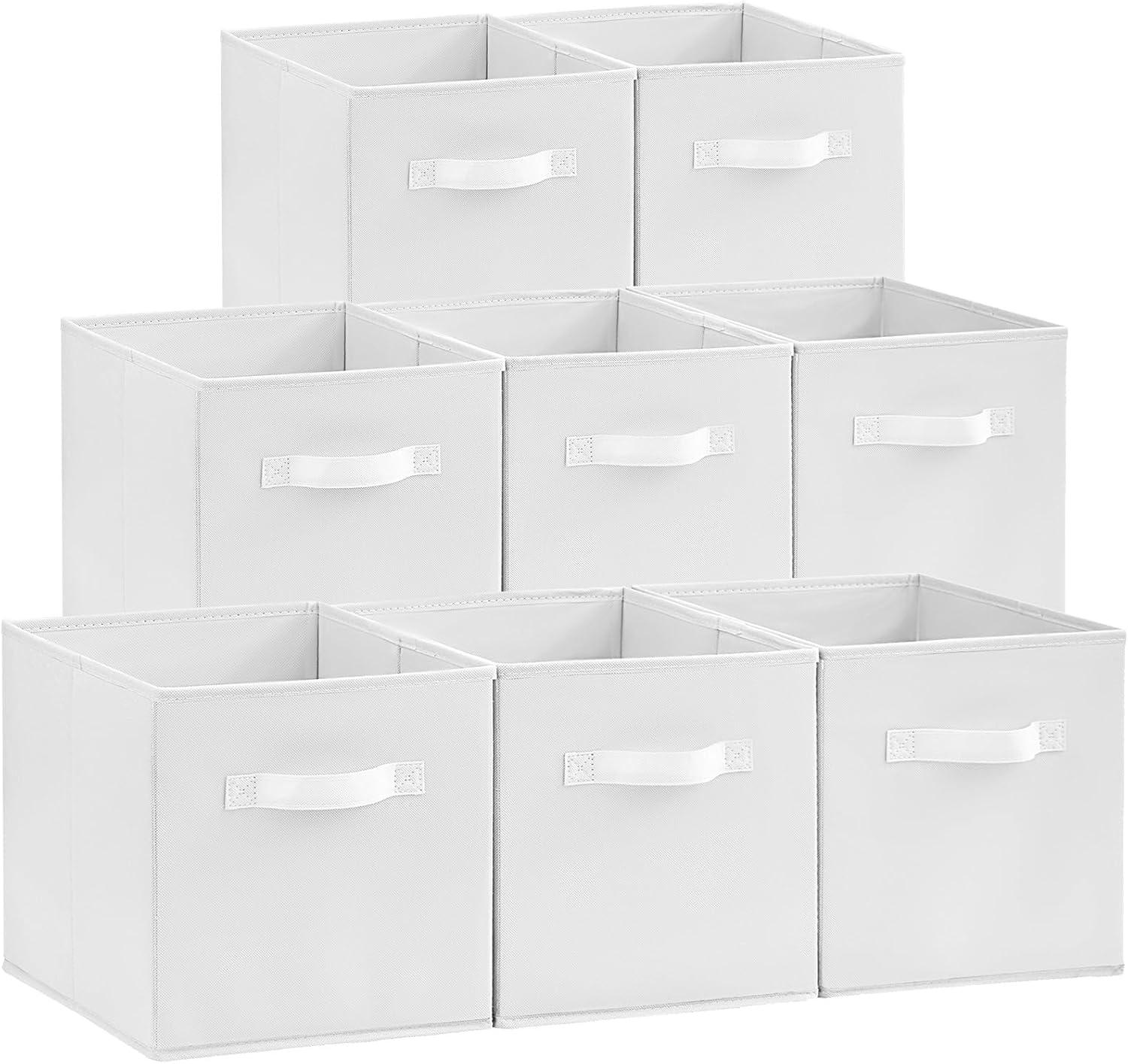 imageLifewit 13 Inch Cube Storage Bins Storage Cubes Foldable Medium Decorative Fabric Storage Baskets for Organizing Home Organizers with Handles for Shelves Closet Set of 8 36L GreyWhite