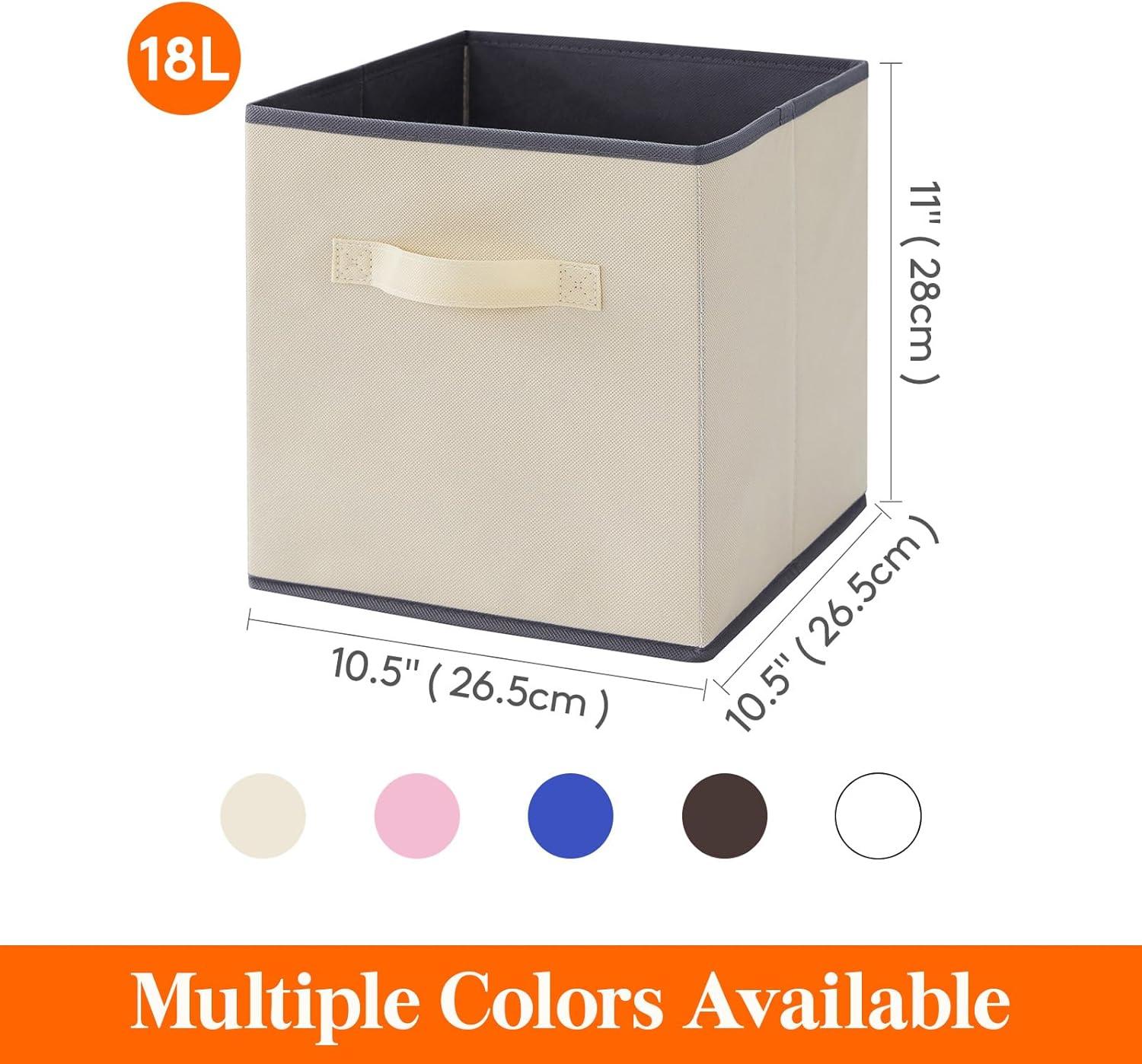 imageLifewit 13 Inch Cube Storage Bins Storage Cubes Foldable Medium Decorative Fabric Storage Baskets for Organizing Home Organizers with Handles for Shelves Closet Set of 8 36L GreyBeige