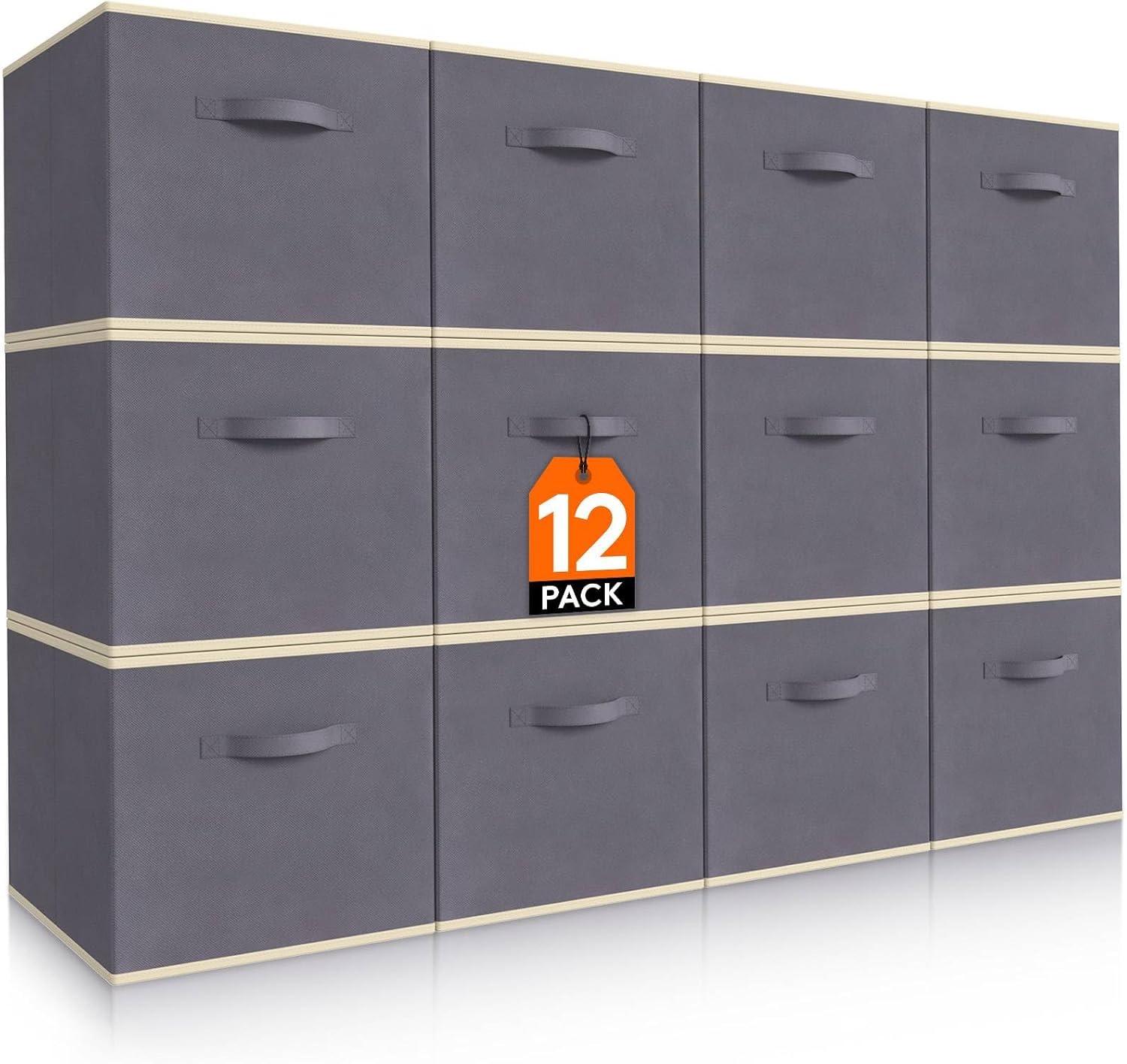 imageLifewit 13 Inch Cube Storage Bins Storage Cubes Foldable Medium Decorative Fabric Storage Baskets for Organizing Home Organizers with Handles for Shelves Closet Set of 8 36L GreyGray
