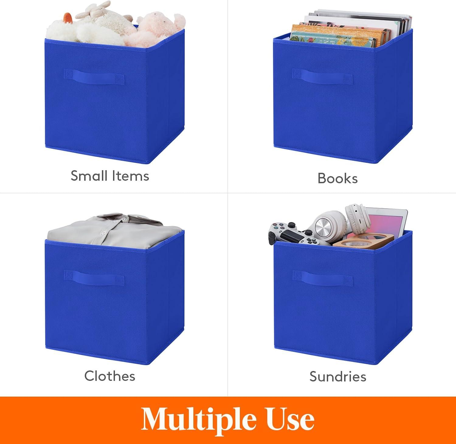 imageLifewit 13 Inch Cube Storage Bins Storage Cubes Foldable Medium Decorative Fabric Storage Baskets for Organizing Home Organizers with Handles for Shelves Closet Set of 8 36L GreyBlue