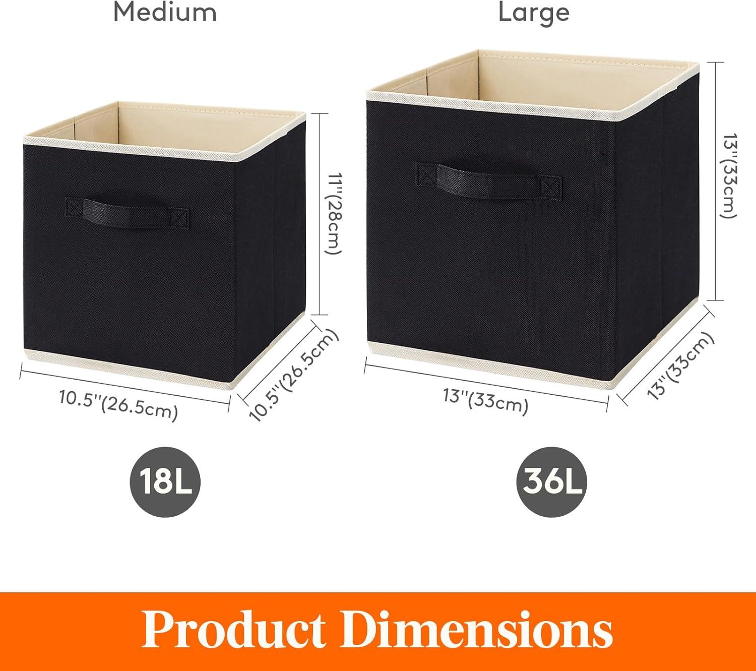 imageLifewit 13 Inch Cube Storage Bins Storage Cubes Foldable Medium Decorative Fabric Storage Baskets for Organizing Home Organizers with Handles for Shelves Closet Set of 8 36L GreyBlack