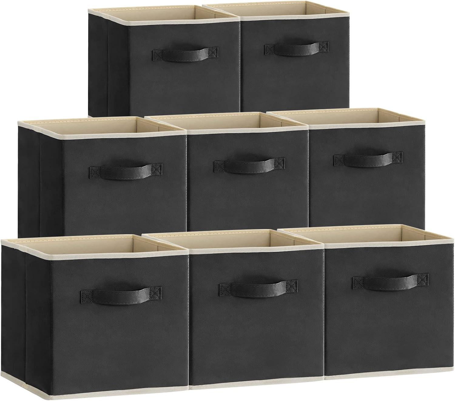 imageLifewit 13 Inch Cube Storage Bins Storage Cubes Foldable Medium Decorative Fabric Storage Baskets for Organizing Home Organizers with Handles for Shelves Closet Set of 8 36L GreyBlack