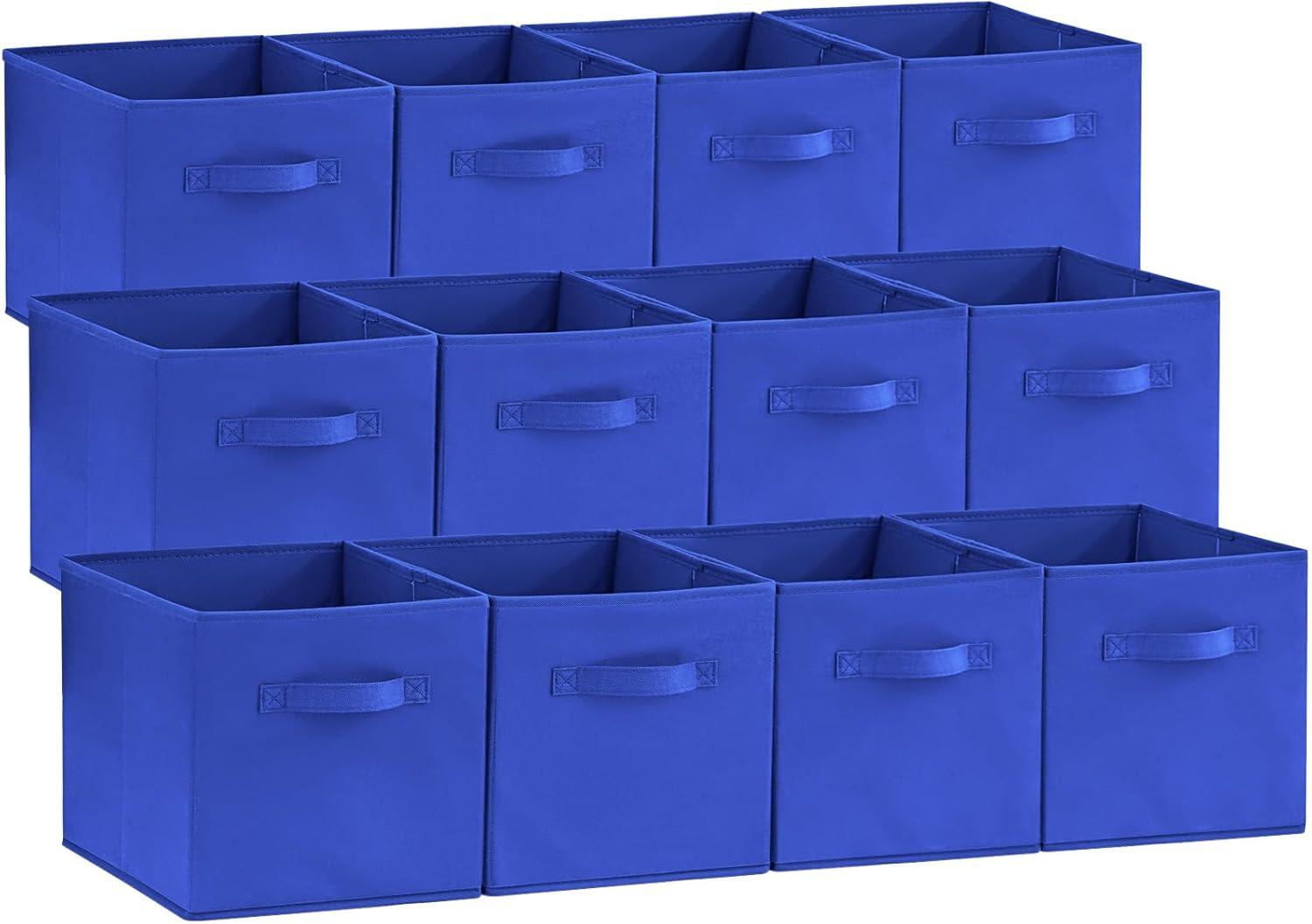 imageLifewit 13 Inch Cube Storage Bins Storage Cubes Foldable Medium Decorative Fabric Storage Baskets for Organizing Home Organizers with Handles for Shelves Closet Set of 8 36L GreyBlue