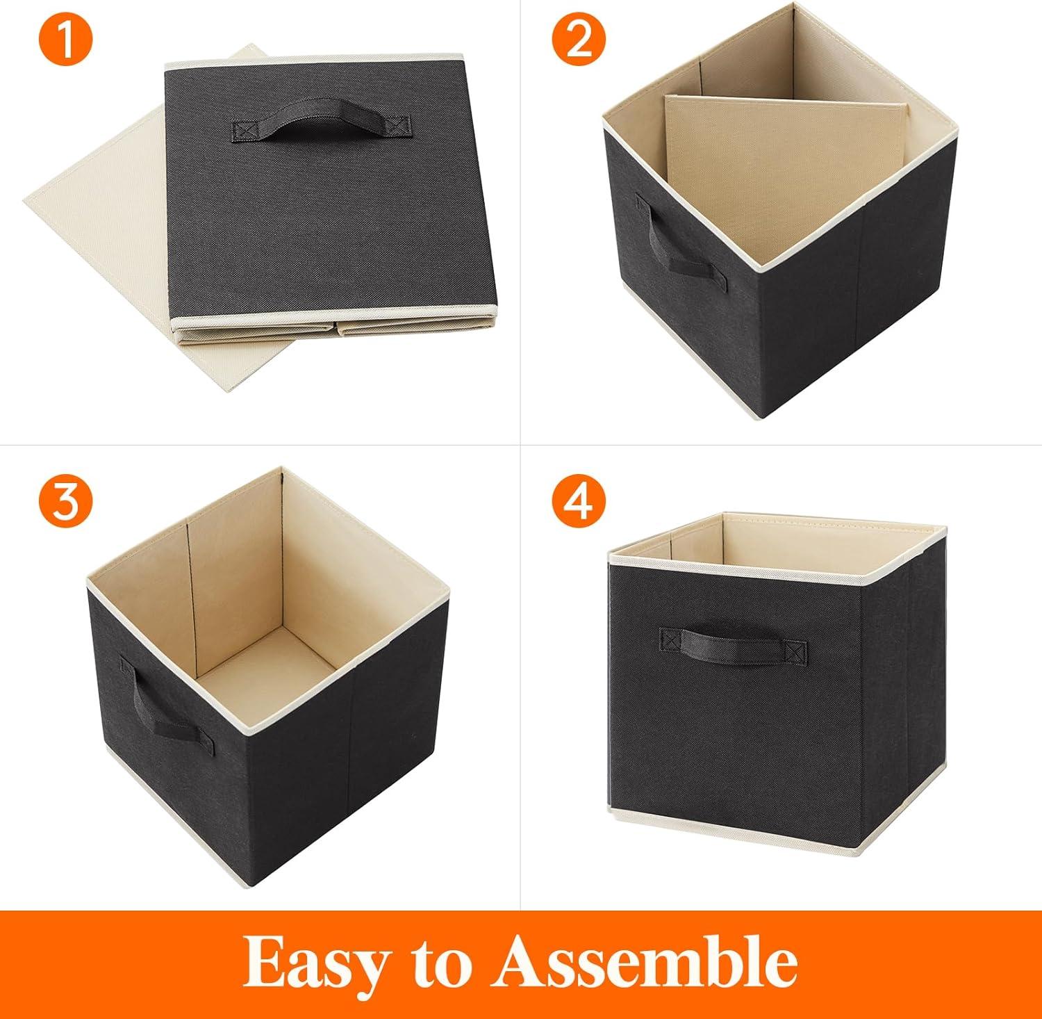 imageLifewit 13 Inch Cube Storage Bins Storage Cubes Foldable Medium Decorative Fabric Storage Baskets for Organizing Home Organizers with Handles for Shelves Closet Set of 8 36L GreyBlack