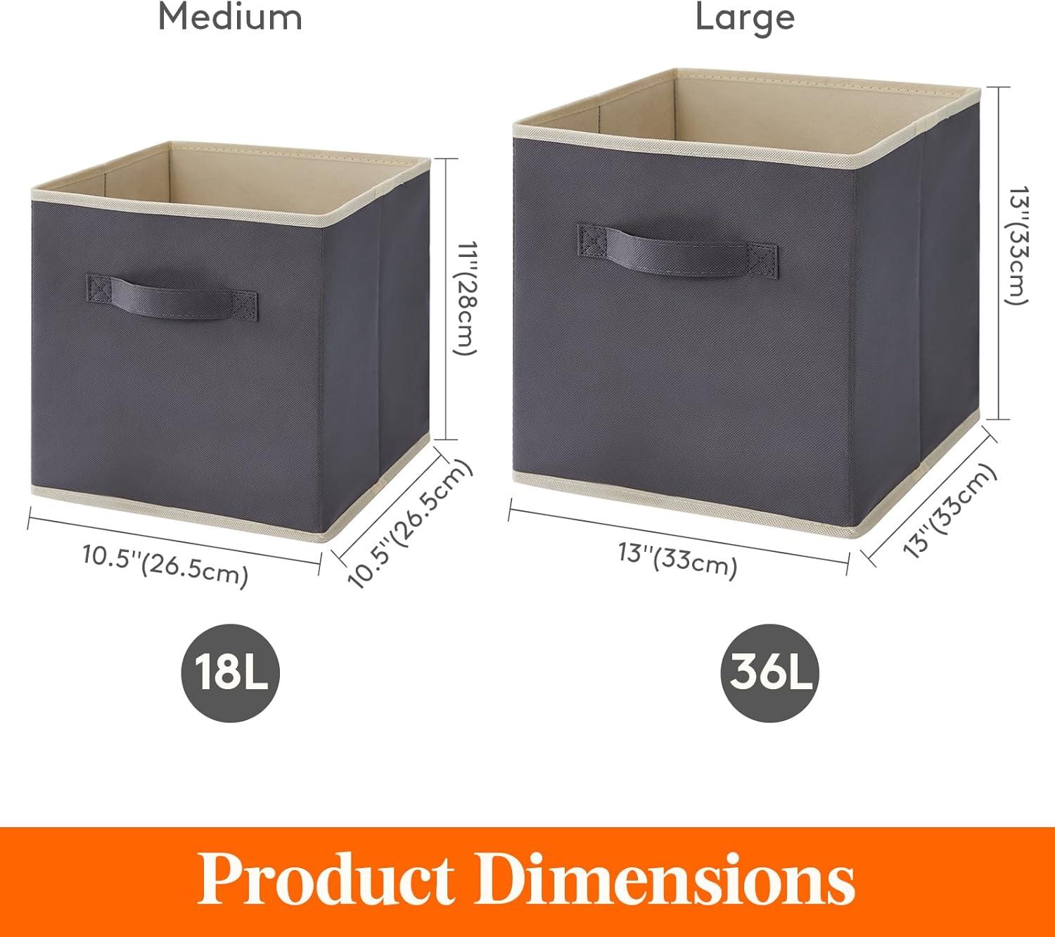 imageLifewit 13 Inch Cube Storage Bins Storage Cubes Foldable Medium Decorative Fabric Storage Baskets for Organizing Home Organizers with Handles for Shelves Closet Set of 8 36L GreyGray