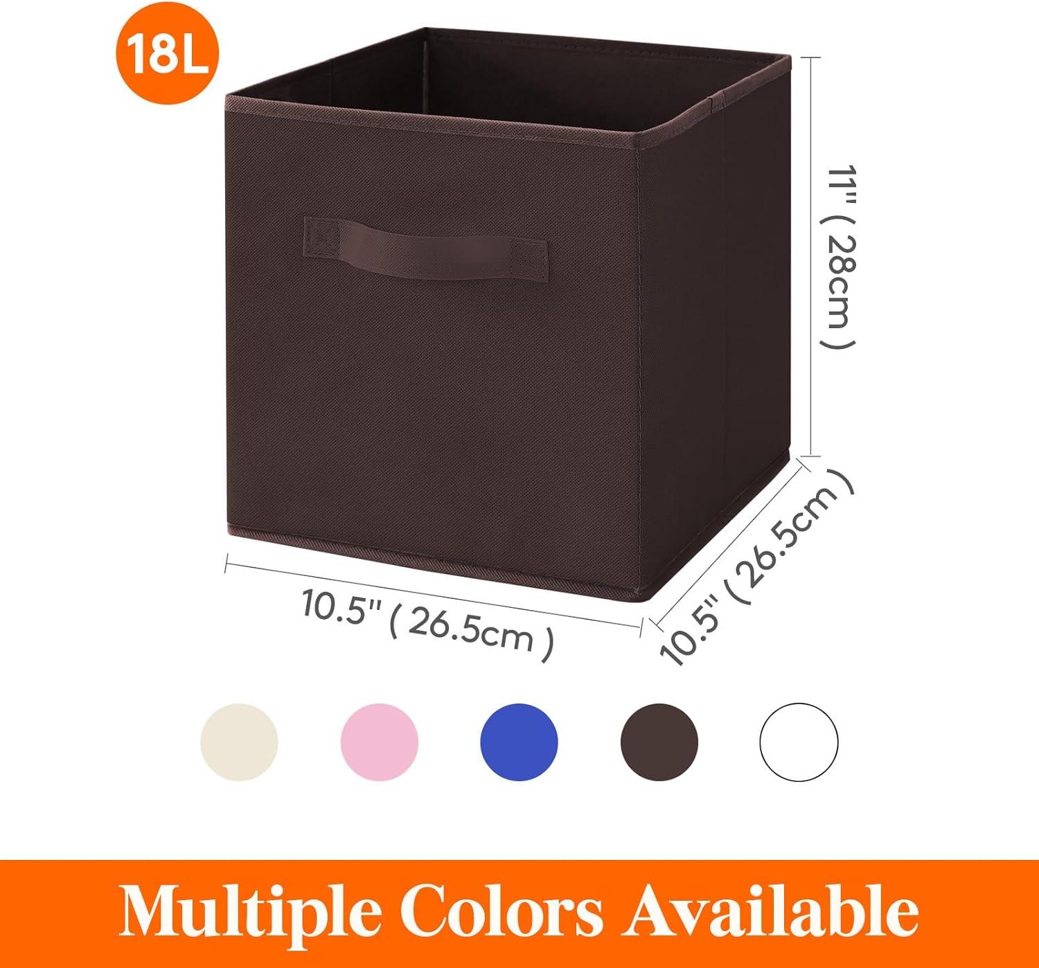 imageLifewit 13 Inch Cube Storage Bins Storage Cubes Foldable Medium Decorative Fabric Storage Baskets for Organizing Home Organizers with Handles for Shelves Closet Set of 8 36L GreyBrown