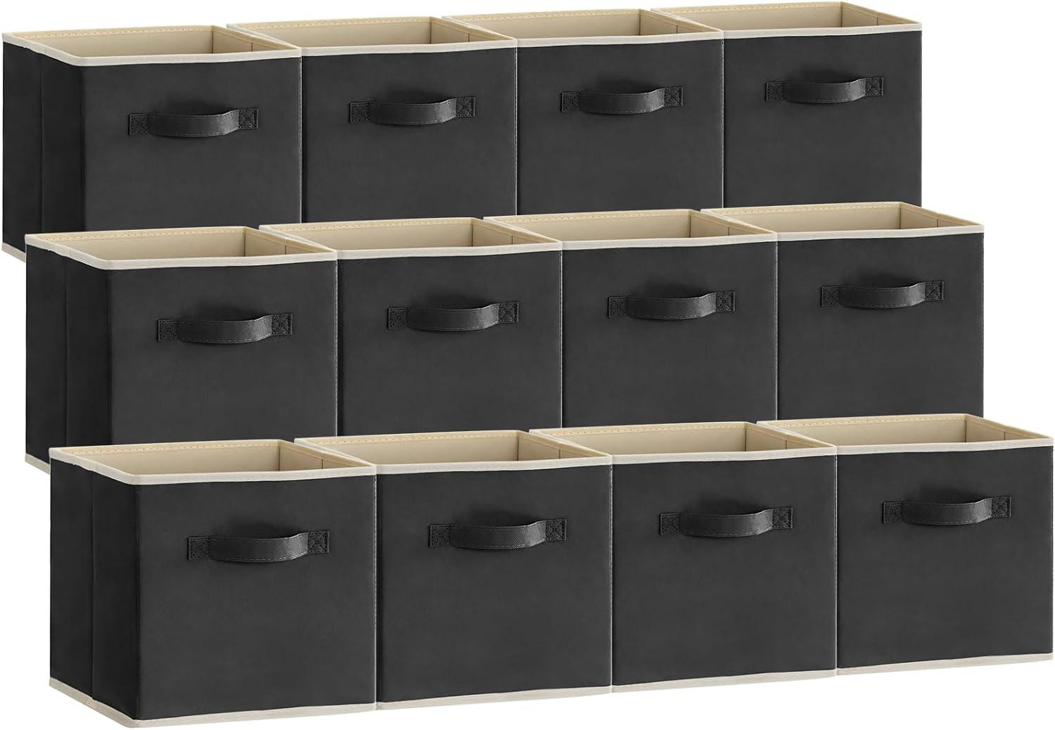 imageLifewit 13 Inch Cube Storage Bins Storage Cubes Foldable Medium Decorative Fabric Storage Baskets for Organizing Home Organizers with Handles for Shelves Closet Set of 8 36L GreyBlack