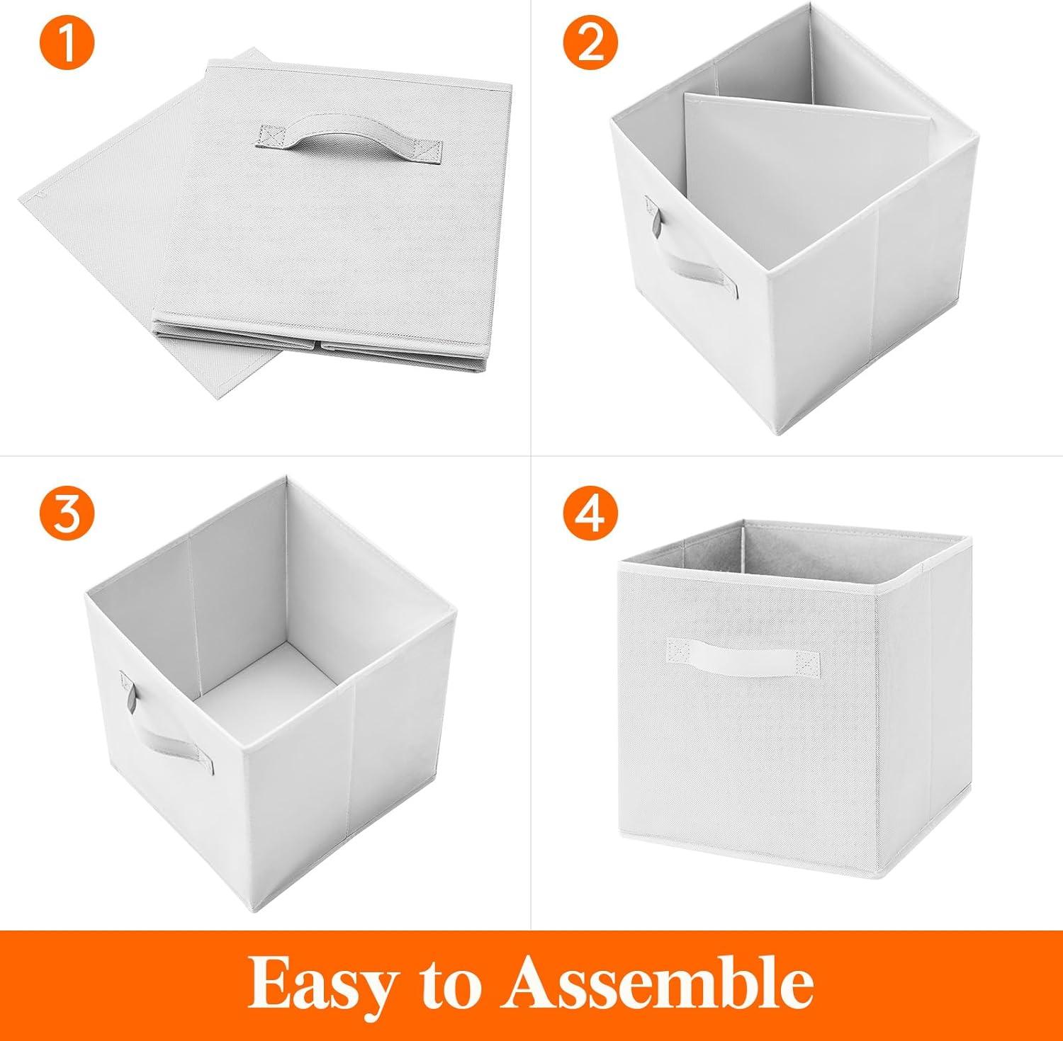 imageLifewit 13 Inch Cube Storage Bins Storage Cubes Foldable Medium Decorative Fabric Storage Baskets for Organizing Home Organizers with Handles for Shelves Closet Set of 8 36L GreyWhite