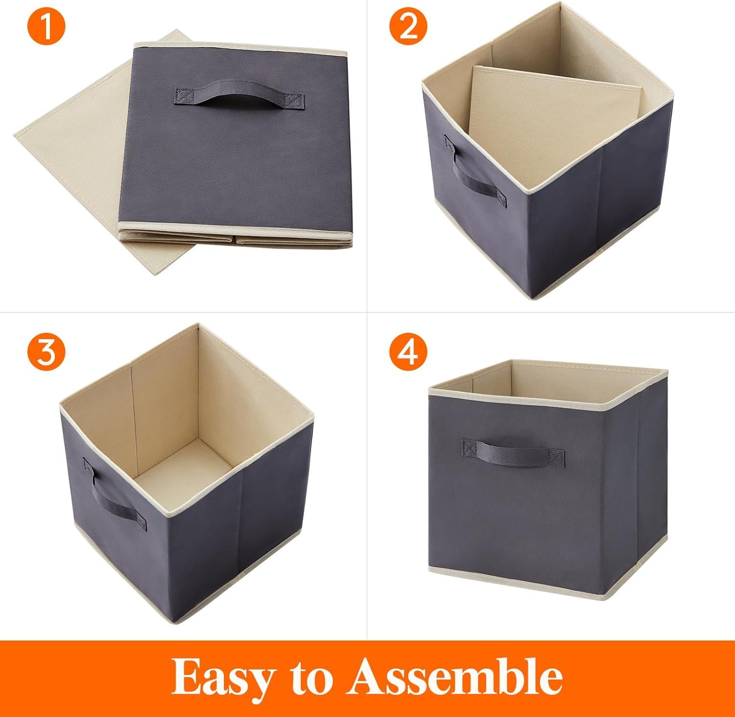 imageLifewit 13 Inch Cube Storage Bins Storage Cubes Foldable Medium Decorative Fabric Storage Baskets for Organizing Home Organizers with Handles for Shelves Closet Set of 8 36L GreyGray