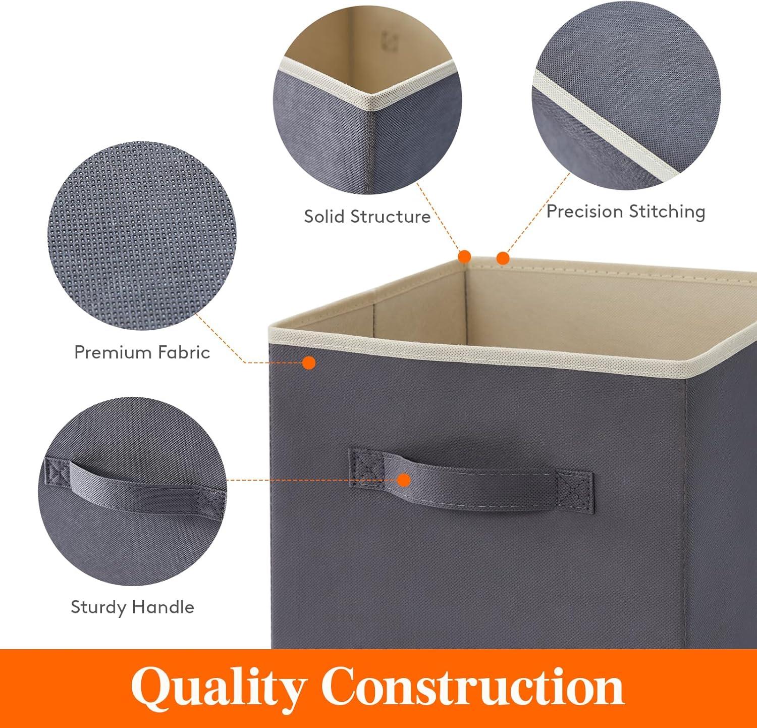 imageLifewit 13 Inch Cube Storage Bins Storage Cubes Foldable Medium Decorative Fabric Storage Baskets for Organizing Home Organizers with Handles for Shelves Closet Set of 8 36L GreyGray