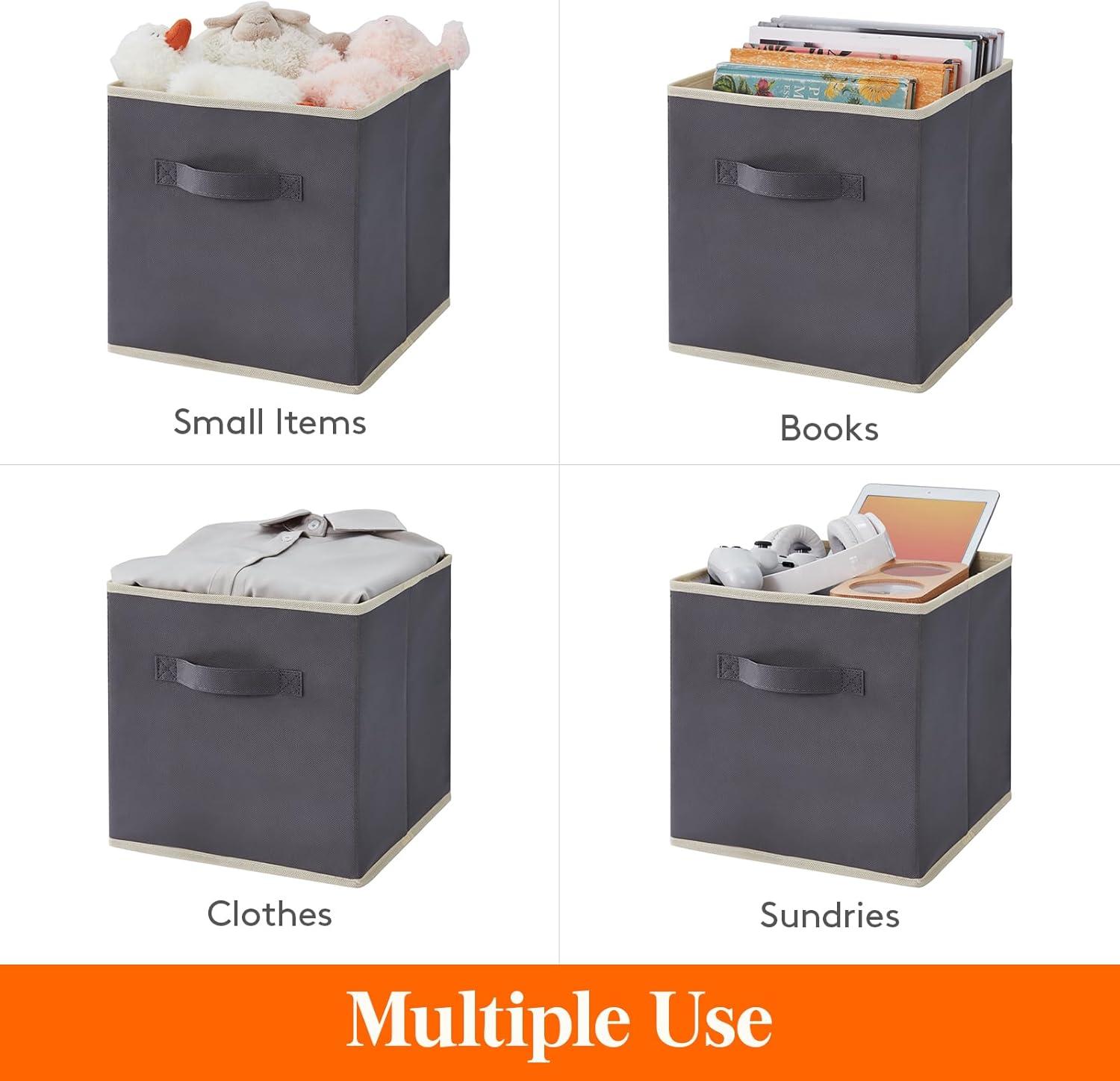 imageLifewit 13 Inch Cube Storage Bins Storage Cubes Foldable Medium Decorative Fabric Storage Baskets for Organizing Home Organizers with Handles for Shelves Closet Set of 8 36L GreyGray
