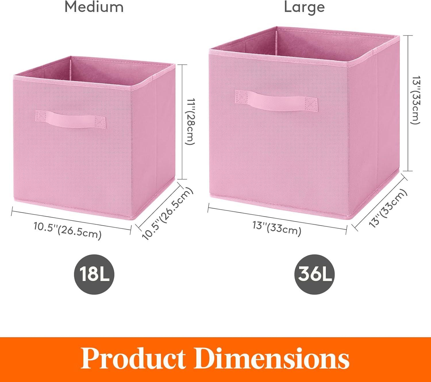 imageLifewit 13 Inch Cube Storage Bins Storage Cubes Foldable Medium Decorative Fabric Storage Baskets for Organizing Home Organizers with Handles for Shelves Closet Set of 8 36L GreyPink
