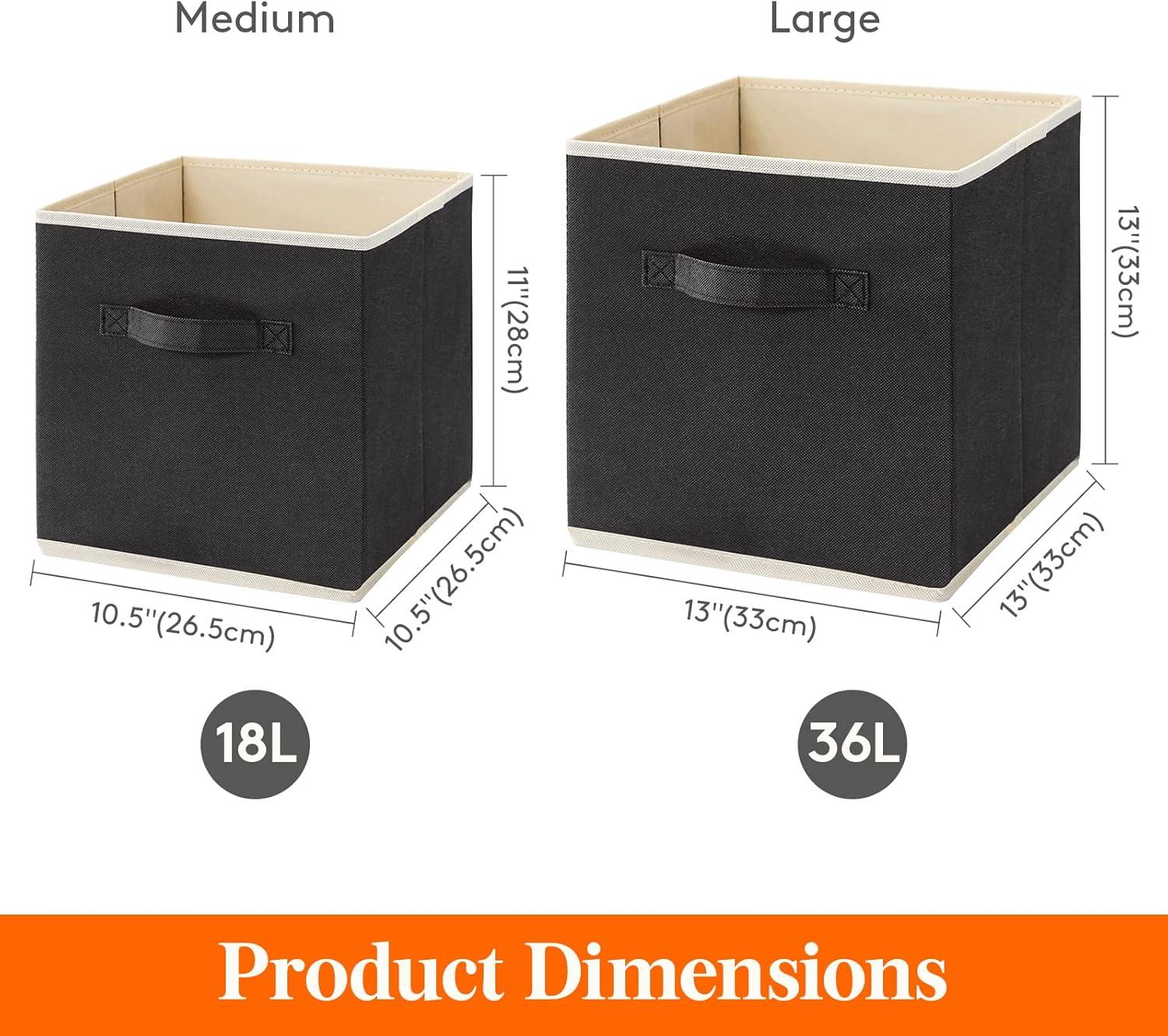 imageLifewit 13 Inch Cube Storage Bins Storage Cubes Foldable Medium Decorative Fabric Storage Baskets for Organizing Home Organizers with Handles for Shelves Closet Set of 8 36L GreyBlack