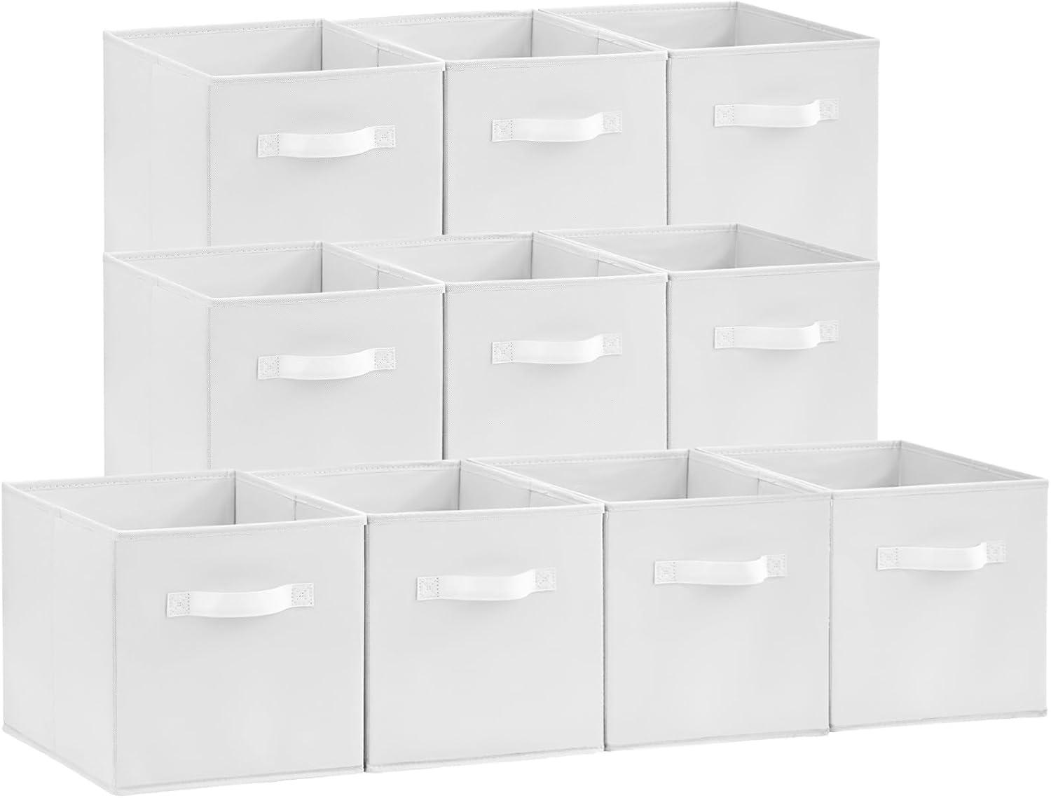 imageLifewit 13 Inch Cube Storage Bins Storage Cubes Foldable Medium Decorative Fabric Storage Baskets for Organizing Home Organizers with Handles for Shelves Closet Set of 8 36L GreyWhite
