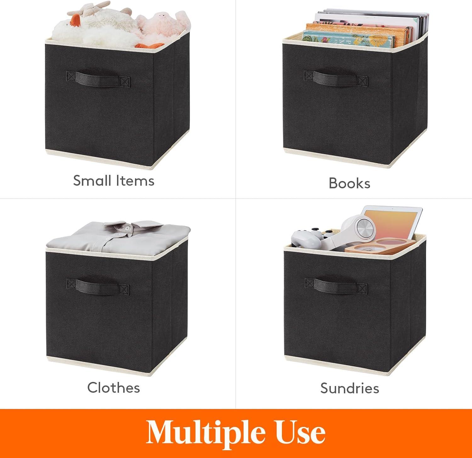 imageLifewit 13 Inch Cube Storage Bins Storage Cubes Foldable Medium Decorative Fabric Storage Baskets for Organizing Home Organizers with Handles for Shelves Closet Set of 8 36L GreyBlack