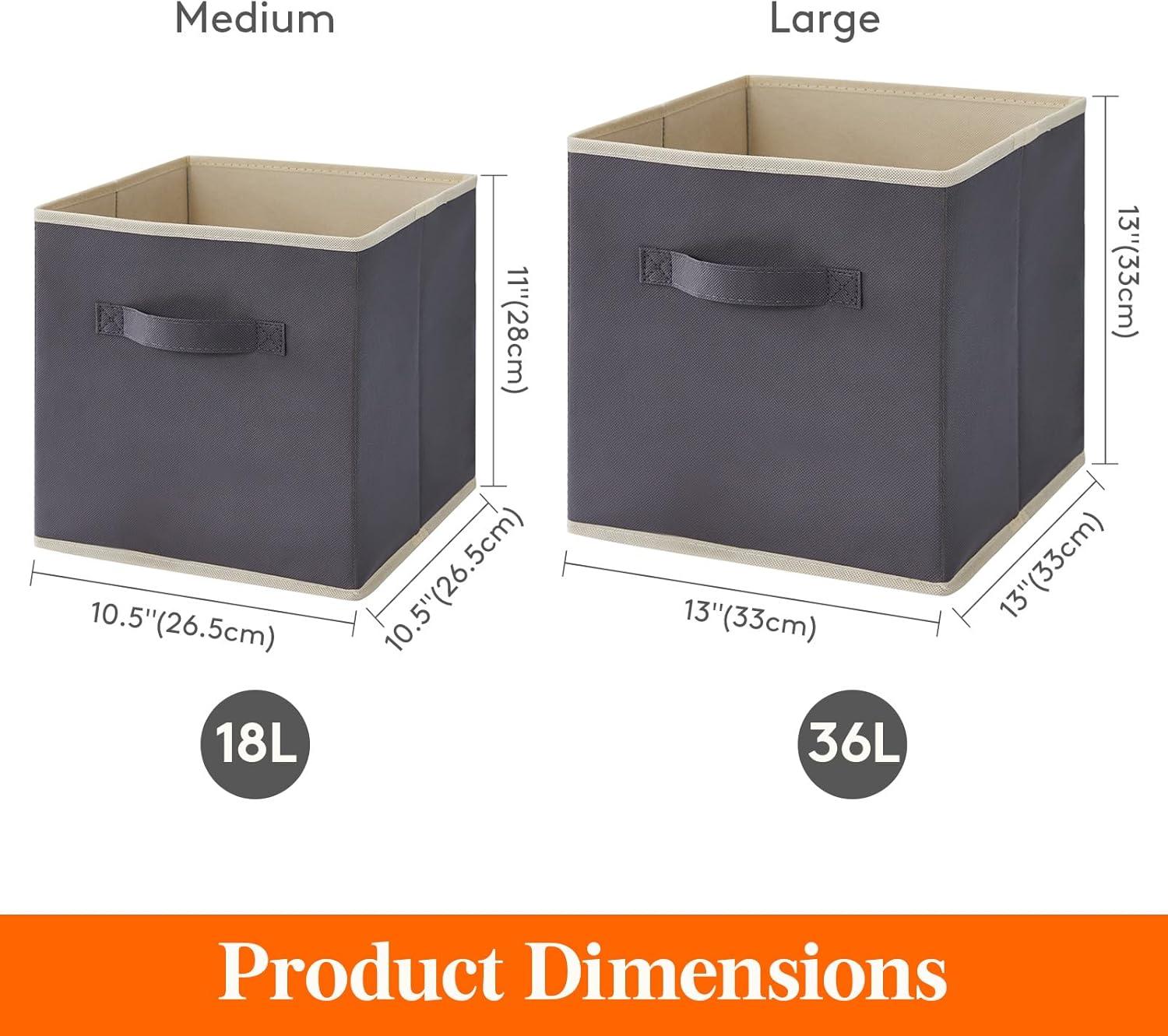 imageLifewit 13 Inch Cube Storage Bins Storage Cubes Foldable Medium Decorative Fabric Storage Baskets for Organizing Home Organizers with Handles for Shelves Closet Set of 8 36L GreyGray