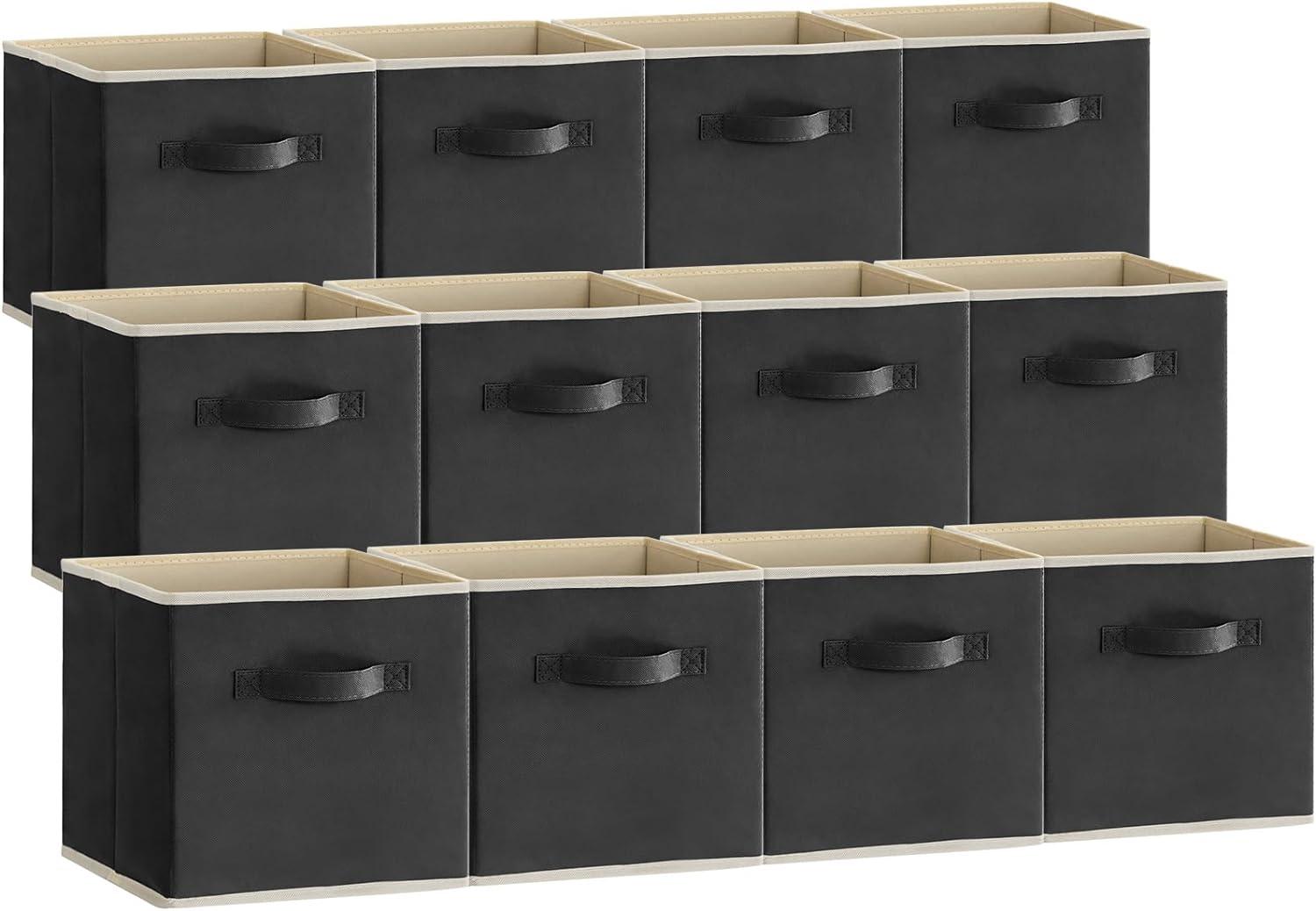 imageLifewit 13 Inch Cube Storage Bins Storage Cubes Foldable Medium Decorative Fabric Storage Baskets for Organizing Home Organizers with Handles for Shelves Closet Set of 8 36L GreyBlack