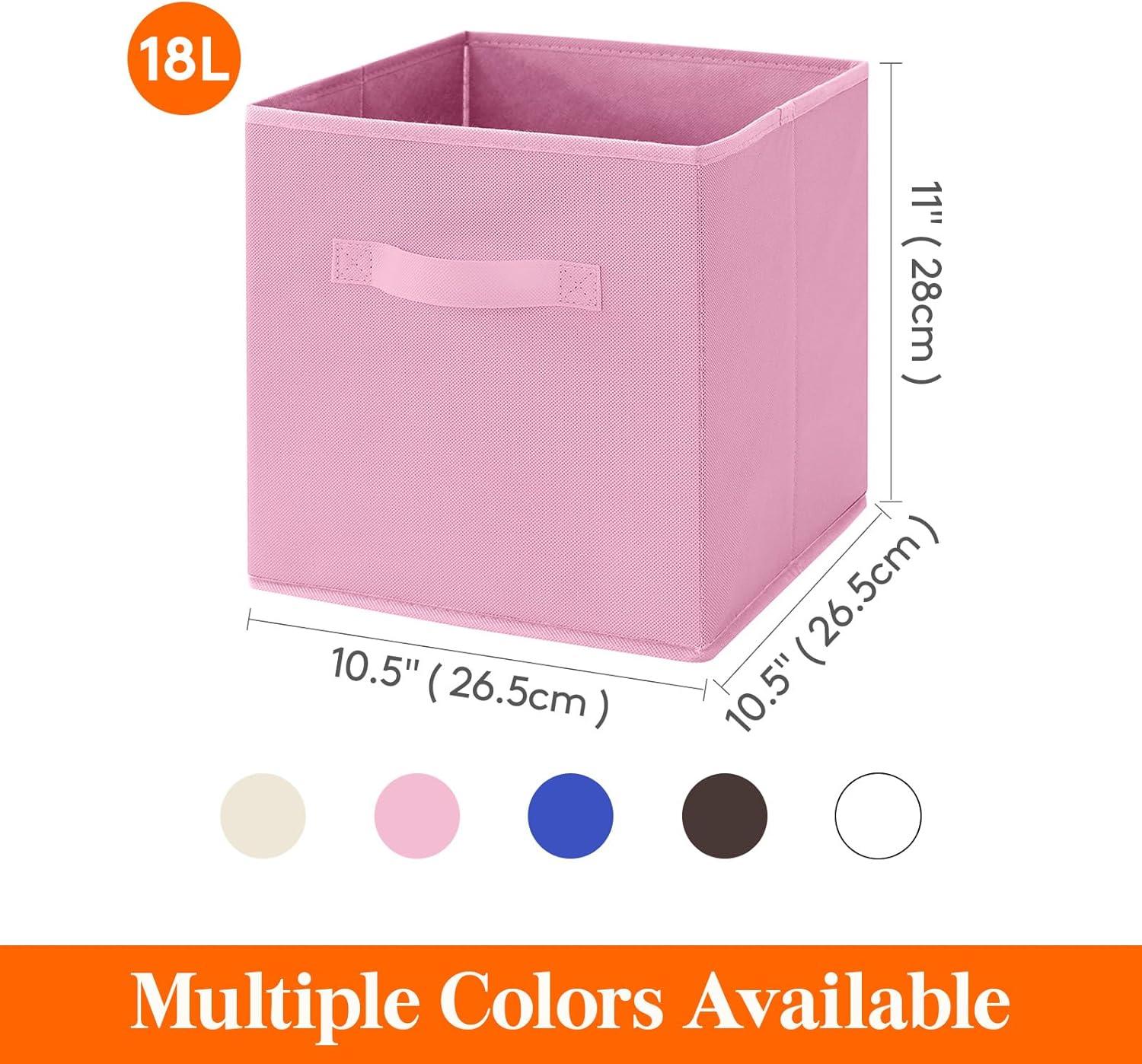 imageLifewit 13 Inch Cube Storage Bins Storage Cubes Foldable Medium Decorative Fabric Storage Baskets for Organizing Home Organizers with Handles for Shelves Closet Set of 8 36L GreyPink