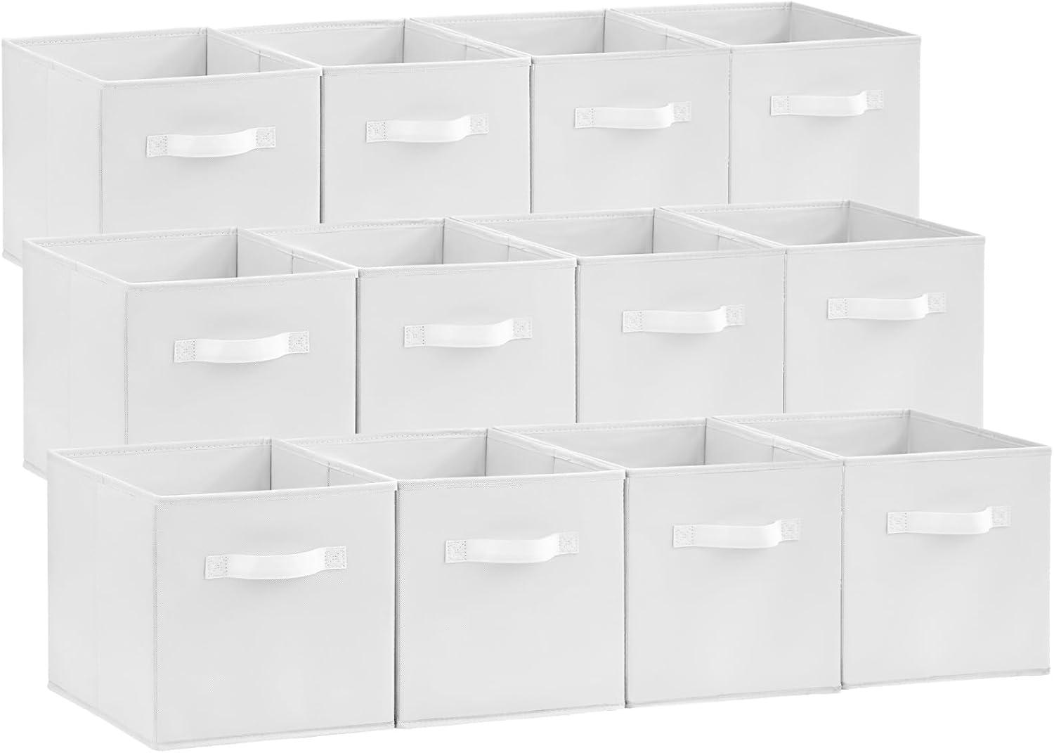 imageLifewit 13 Inch Cube Storage Bins Storage Cubes Foldable Medium Decorative Fabric Storage Baskets for Organizing Home Organizers with Handles for Shelves Closet Set of 8 36L GreyWhite
