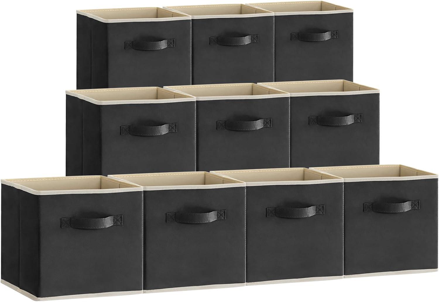 imageLifewit 13 Inch Cube Storage Bins Storage Cubes Foldable Medium Decorative Fabric Storage Baskets for Organizing Home Organizers with Handles for Shelves Closet Set of 8 36L GreyBlack