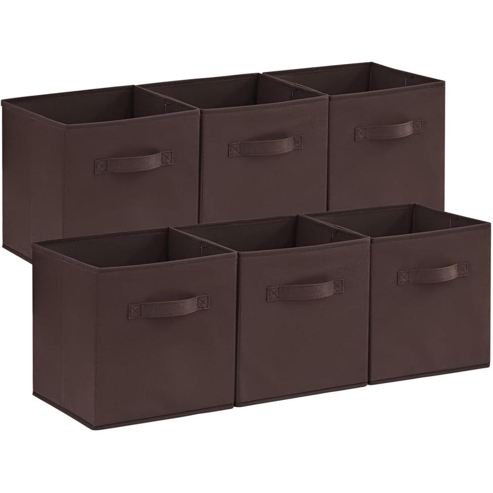 imageLifewit 13 Inch Cube Storage Bins Storage Cubes Foldable Medium Decorative Fabric Storage Baskets for Organizing Home Organizers with Handles for Shelves Closet Set of 8 36L GreyBrown