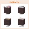 Lifewit 13 Inch Cube Storage Bins, Storage Cubes Foldable Medium Decorative Fabric Storage Baskets for Organizing Home Organizers with Handles for Shelves, Closet, Set of 8, 36L Grey(Brown)
