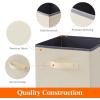 Lifewit 13 Inch Cube Storage Bins, Storage Cubes Foldable Medium Decorative Fabric Storage Baskets for Organizing Home Organizers with Handles for Shelves, Closet, Set of 8, 36L Grey(Beige)