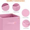 Lifewit 13 Inch Cube Storage Bins, Storage Cubes Foldable Medium Decorative Fabric Storage Baskets for Organizing Home Organizers with Handles for Shelves, Closet, Set of 8, 36L Grey(Pink)