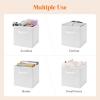 Lifewit 13 Inch Cube Storage Bins, Storage Cubes Foldable Medium Decorative Fabric Storage Baskets for Organizing Home Organizers with Handles for Shelves, Closet, Set of 8, 36L Grey(White)