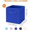 Lifewit 13 Inch Cube Storage Bins, Storage Cubes Foldable Medium Decorative Fabric Storage Baskets for Organizing Home Organizers with Handles for Shelves, Closet, Set of 8, 36L Grey(Blue)