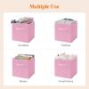 Lifewit 13 Inch Cube Storage Bins, Storage Cubes Foldable Medium Decorative Fabric Storage Baskets for Organizing Home Organizers with Handles for Shelves, Closet, Set of 8, 36L Grey(Pink)
