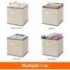 Lifewit 13 Inch Cube Storage Bins, Storage Cubes Foldable Medium Decorative Fabric Storage Baskets for Organizing Home Organizers with Handles for Shelves, Closet, Set of 8, 36L Grey(Beige)