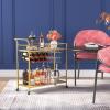 Lifewit Bar Cart, Home Bar Serving Cart, 2 Tier Drink Cart with 9 Wine Bottle Racks, Liquor Beverage Cart for Kitchen Dining Living Room Outdoor, 31.5″ x 13″ x 34.6″, Gold(Gold & Marble)