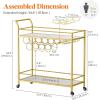 Lifewit Bar Cart, Home Bar Serving Cart, 2 Tier Drink Cart with 9 Wine Bottle Racks, Liquor Beverage Cart for Kitchen Dining Living Room Outdoor, 31.5″ x 13″ x 34.6″, Gold(Gold & Marble)