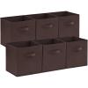 Lifewit 13 Inch Cube Storage Bins, Storage Cubes Foldable Medium Decorative Fabric Storage Baskets for Organizing Home Organizers with Handles for Shelves, Closet, Set of 8, 36L Grey(Brown)