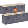 Lifewit 13 Inch Cube Storage Bins, Storage Cubes Foldable Medium Decorative Fabric Storage Baskets for Organizing Home Organizers with Handles for Shelves, Closet, Set of 8, 36L Grey(Gray)