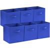 Lifewit 13 Inch Cube Storage Bins, Storage Cubes Foldable Medium Decorative Fabric Storage Baskets for Organizing Home Organizers with Handles for Shelves, Closet, Set of 8, 36L Grey(Blue)