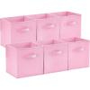 Lifewit 13 Inch Cube Storage Bins, Storage Cubes Foldable Medium Decorative Fabric Storage Baskets for Organizing Home Organizers with Handles for Shelves, Closet, Set of 8, 36L Grey(Pink)
