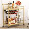 Lifewit Bar Cart, Home Bar Serving Cart, 2 Tier Drink Cart with 9 Wine Bottle Racks, Liquor Beverage Cart for Kitchen Dining Living Room Outdoor, 31.5″ x 13″ x 34.6″, Gold(Gold & Marble)