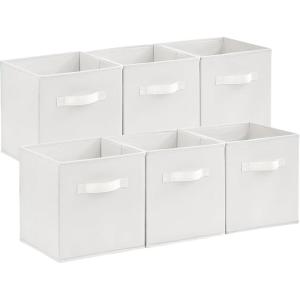Lifewit 13 Inch Cube Storage Bins, Storage Cubes Foldable Medium Decorative Fabric Storage Baskets for Organizing Home Organizers with Handles for Shelves, Closet, Set of 8, 36L Grey(White)