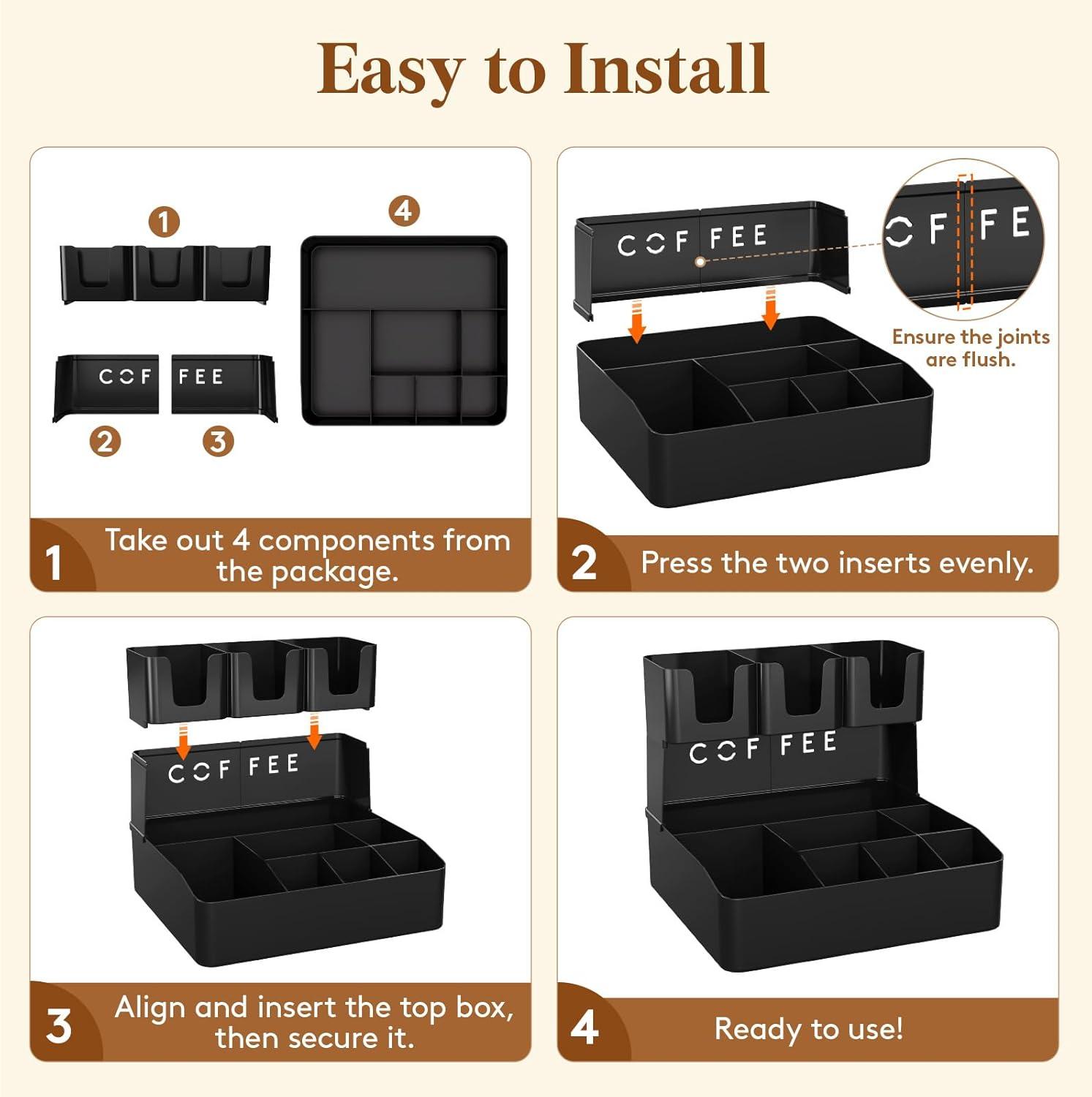 imageLifewit 2tier Coffee Station Organizer for Countertop 10 Compartments Tea Condiment StorageCoffee Bar Organizer for Office Breakroom Home Kitchen Black