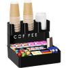 Lifewit 2-tier Coffee Station Organizer for Countertop, 10 Compartments, Tea Condiment Storage,Coffee Bar Organizer for Office Breakroom, Home Kitchen, Black