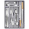 Lifewit Silverware Tray, Deep Wide Cutlery Drawer Organizer Storage for Kitchen, Plastic Flatware Utensil Holder Divider for Spoons Forks Knives Tableware, 6 Compartment, Black(Gray)