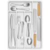 Lifewit Silverware Tray, Deep Wide Cutlery Drawer Organizer Storage for Kitchen, Plastic Flatware Utensil Holder Divider for Spoons Forks Knives Tableware, 6 Compartment, Black(White)