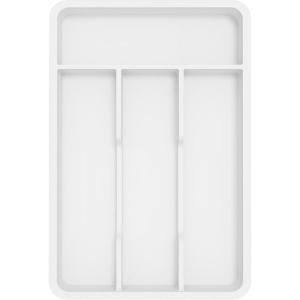 Lifewit Silverware Tray, Deep Wide Cutlery Drawer Organizer Storage for Kitchen, Plastic Flatware Utensil Holder Divider for Spoons Forks Knives Tableware, 6 Compartment, Black(White)