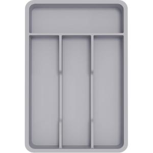 Lifewit Silverware Tray, Deep Wide Cutlery Drawer Organizer Storage for Kitchen, Plastic Flatware Utensil Holder Divider for Spoons Forks Knives Tableware, 6 Compartment, Black(Gray)
