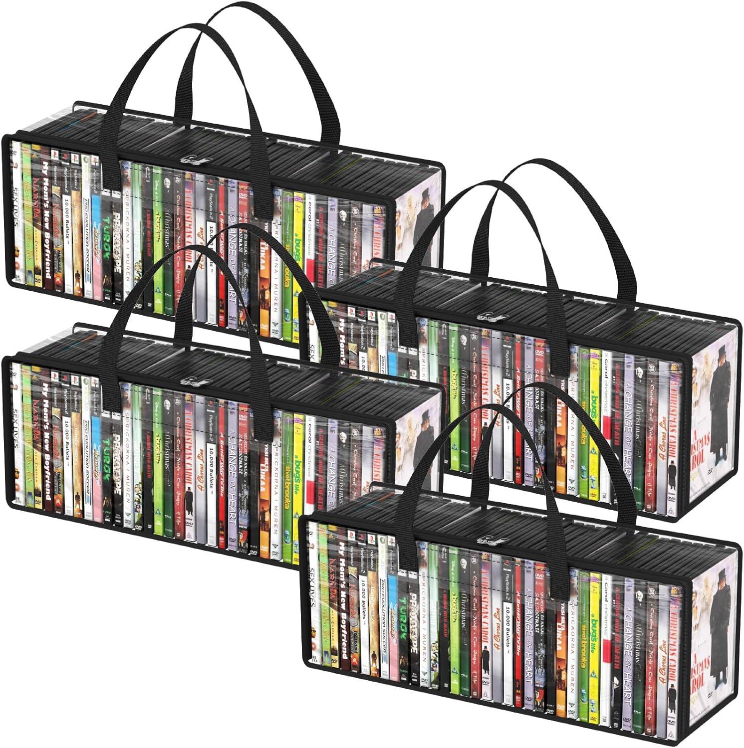 imageLifewit CD Storage Bags Clear PVC Plastic CD Case Holder with Handles Front Window Zipper Design Stackable Media Organizer Box for Albums Hold up to 100 Pcs CDs 50 Each 2 Pack4