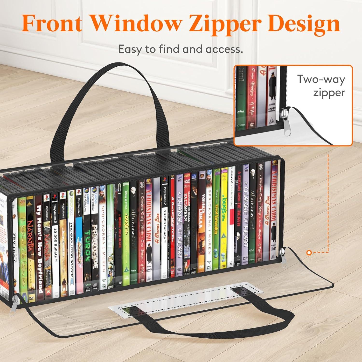 imageLifewit CD Storage Bags Clear PVC Plastic CD Case Holder with Handles Front Window Zipper Design Stackable Media Organizer Box for Albums Hold up to 100 Pcs CDs 50 Each 2 Pack8