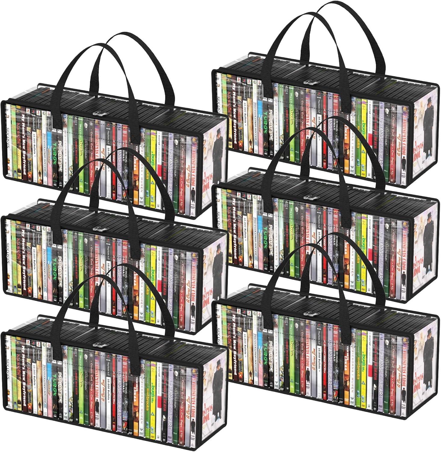 imageLifewit CD Storage Bags Clear PVC Plastic CD Case Holder with Handles Front Window Zipper Design Stackable Media Organizer Box for Albums Hold up to 100 Pcs CDs 50 Each 2 Pack6
